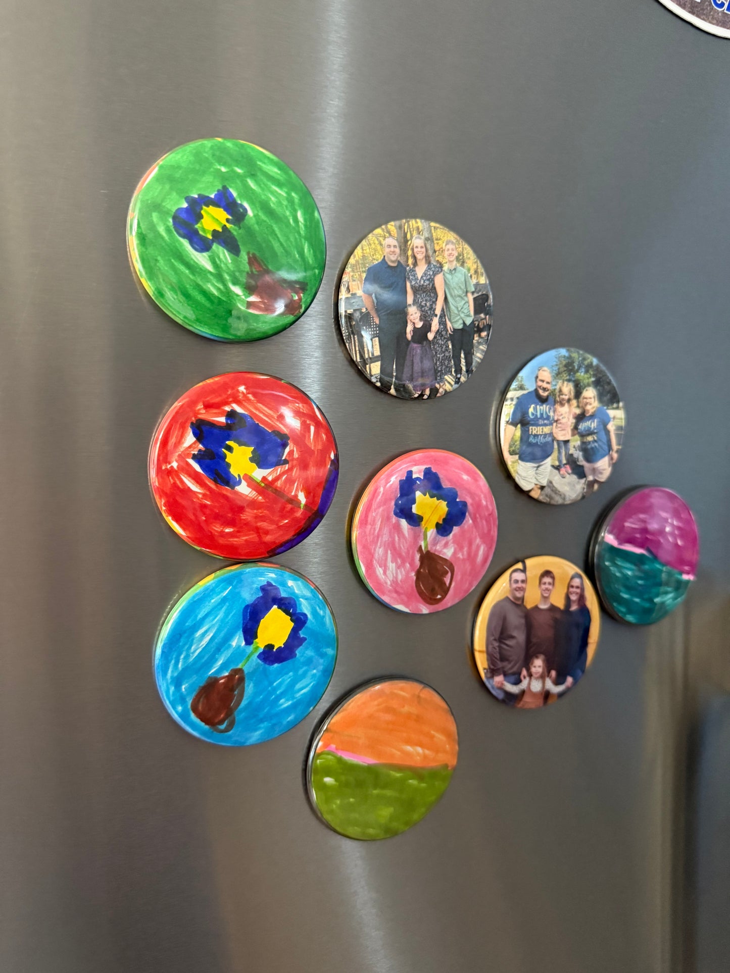 2.25" Round Photo Magnets 9x Set
