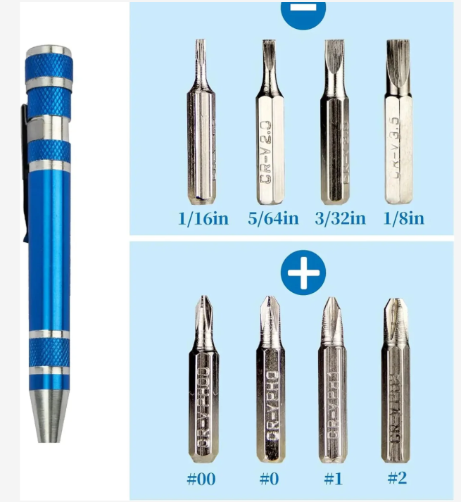 Laser Engraved 8 in 1 mini screwdriver