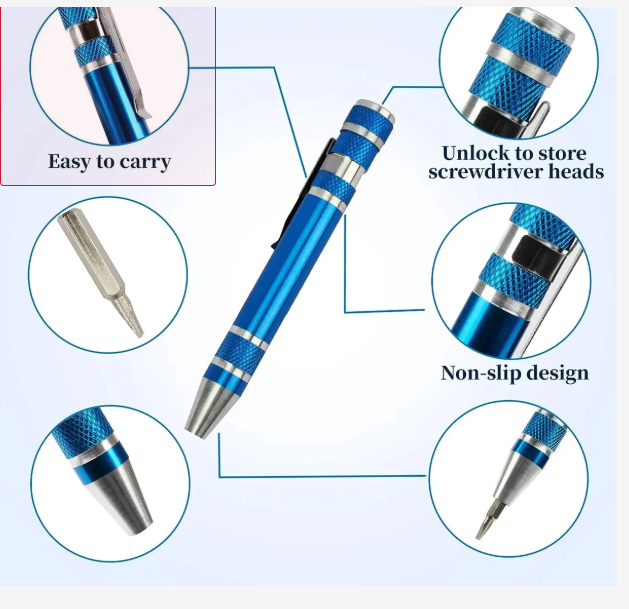 Laser Engraved 8 in 1 mini screwdriver