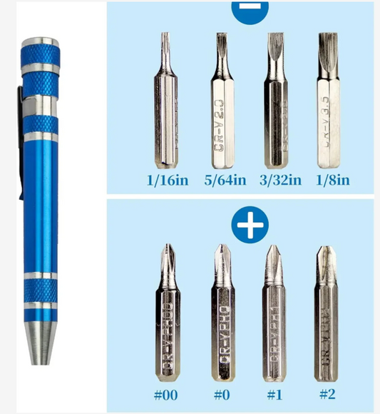 Laser Engraved 8 in 1 mini screwdriver